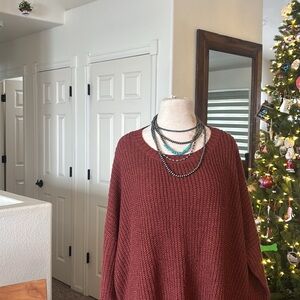 Elegant Off-the-Shoulder Burgundy Sweater